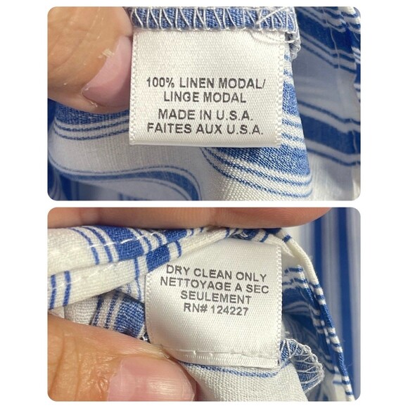 MISA Mini Dress Womens XS Stripe 100% Linen Coastal Coquette Ruffle Beach Resort - Picture 10 of 11